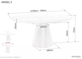 Masa Angel II marmura gri/negru L120-160xl120 cm