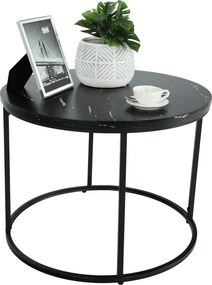 Măsuţă de cafea, marmură neagră / metal negru, GAGIN