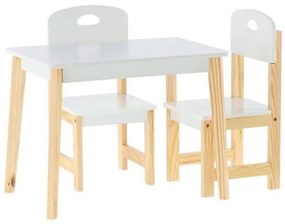 SET MASA CU 2 SCAUNE, PENTRU COPII, LEMN, MDF, ALB, 60X40X46 CM, DAISY