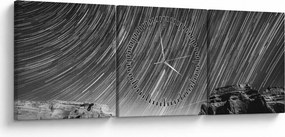 Tablou albnegru cu cerul și stele (cu ceas) (90x30 cm)