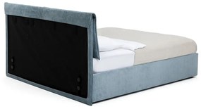 Pat matrimonial albastru tapițat cu spațiu de depozitare cu somieră 180x200 cm Thessa Pillow – Bonami Selection