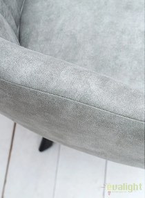 Scaun design industrial vintage cu tapiterie din microfibra, Lucca, gri stone A-38310 VC