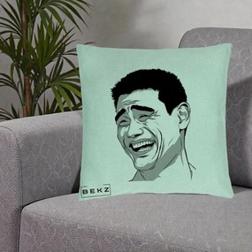 Perna Decorativa Yao Ming Meme, 40x40 cm, Verde Menta, Husa Detasabila, Perna Inclusa, BEKZ®