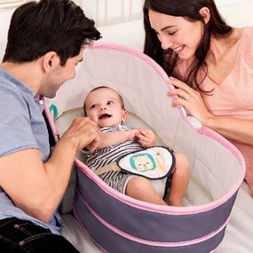 Balansoar 5 in 1 cu vibratii pentru copii si bebelusi NOVOKIDS ™ Mastela Bassinet, transformabil in landou si scaun copii, cu melodii, Mov