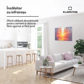 Klarstein Wonderwall Air Art Infinite, încălzitor infraroșu, imagine, 90 x 60 cm, 580 W, montat pe perete, telecomandă