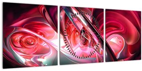 Tabloul fractalilor în roșu (cu ceas) (90x30 cm)