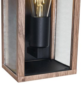 Lampă de perete industrială cu imprimeu de lemn 26 cm IP44 - Charlois