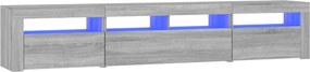 vidaXL Comodă TV cu lumini LED, gri sonoma, 210x35x40 cm