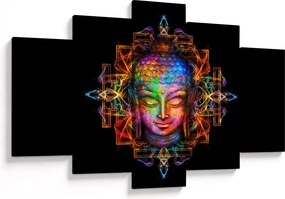 Tablou - Bustul lui Buddha în culori neon (150x105 cm)