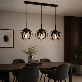 Lustră suspendată pe cablu ASANI 3xE27/15W/230V neagră
