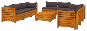 3087316 vidaXL Set mobilier grădină cu perne, 9 piese, lemn masiv de acacia