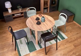Set masa extensibila Ringo stejar craft L102-142 cm + 2 scaune K490 menta + 2 scaune K490 negru