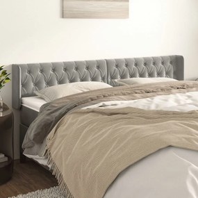 vidaXL Tăblie de pat cu aripioare gri deschis 183x16x78/88 cm catifea