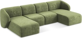 Colțar verde cu tapițerie din chenille (în formă de "U") Lani – Makamii