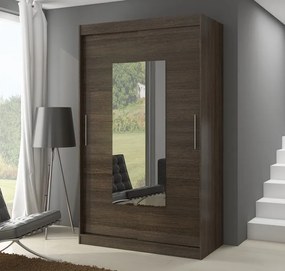 Dulap cu usi glisante si oglinda 150x200 cm, Dorrigo, ADRK Furniture (Culoare: Ciocolata)