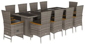 3277560 vidaXL Set mobilier de grădină cu perne, 11 piese, gri, poliratan