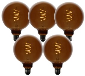 Set of 5 E27 Dimmable LED Bulbs G125 Brown 4W 120 lm 1800K