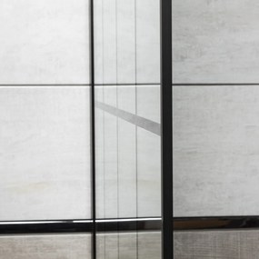 Cabină de duș walk-in Techno 100 100x200 cm, profil negru, sticlă transparentă cu model de grilă