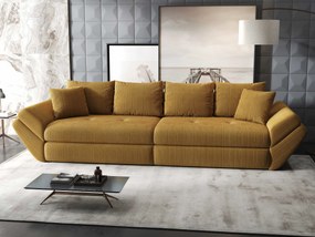 Canapea extensibilă dumonde cu ladă de depozitare si sezut confortabil din spuma high-density, Loana Zoom Mustar 300x100 cm