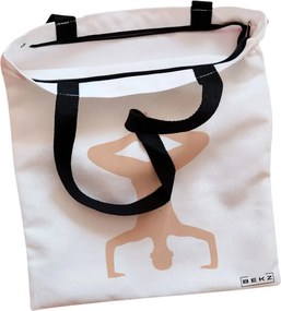 Sacosa de Panza pentru Cumparaturi, Geanta Tote, Yoga 1, Cu fermoar, 38x34.5 cm, Alba, BEKZ®