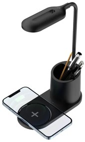 Lampă LED de birou LED/3W/5V cu încărcare fără fir, culoare neagră