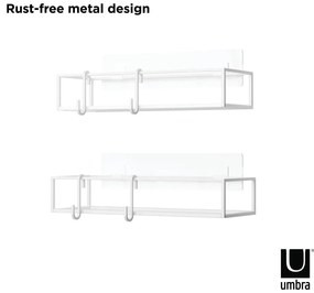 Rafturi pentru baie albe 2 buc. autoadezive din oțel Cubiko – Umbra