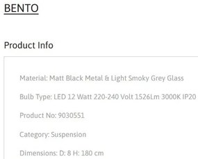 Pendul LED design modern BENTO gri fumuriu
