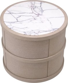 Noptiera/ masuta laterala design LUX Cabana round, stejar albit
