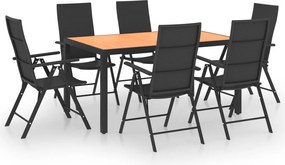 vidaXL Set mobilier de grădină, 7 piese, negru și maro