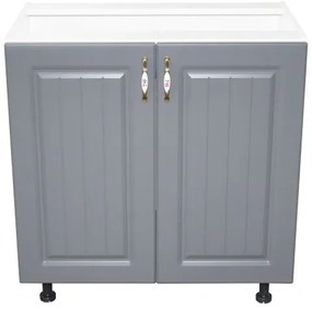 Corp inferior cu 2 usi 80 cm Zebra, Alba/MDF GRI, fara blat 80 x 82 x 50
