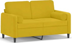 vidaXL Canapea cu 2 locuri cu pernuțe, galben, 120 cm, catifea
