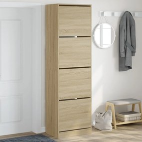 vidaXL Pantofar cu 4 sertare rabatabile, stejar sonoma, 60x42x204 cm