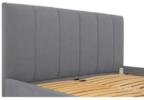 Pat matrimonial gri tapițat cu somieră 180x200 cm Zee – Scandic