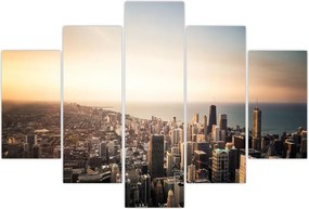 Tablou apusului de soare deasupa orașului (150x105 cm)