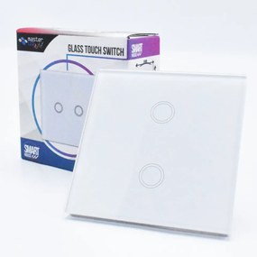 Intrerupator Touch Dublu, sticla securizata, IP45, alb, Smart House, Masterled