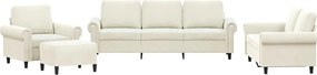 vidaXL Set de canapele cu perne, 4 piese, crem, catifea