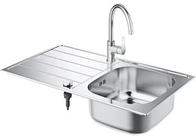 Set chiuveta inox Grohe K200 45 cm 1 cuva cu picurator si baterie