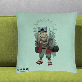 Perna Personalizata Naruto Jiraiya Sensei Chibi, 40x40 cm, Verde Menta, Husa Detasabila, Perna Inclusa, BEKZ®