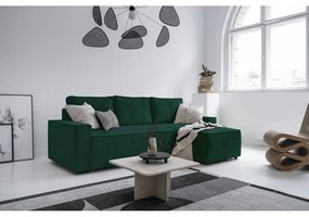 Colțar verde închis extensibil cu tapițerie din catifea reiată (cu colț variabil) Brave Dave – Miuform