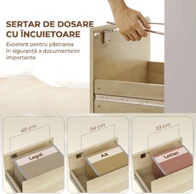 HOMCOM Birou cu Raft și Sertar cu Încuietoare și 2 Chei, Format A4, Letter, Legal, Birou Compact, 126x50x109 cm, Alb | Aosom Romania