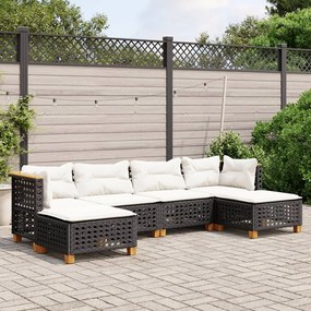 3261950 vidaXL Set mobilier de grădină cu perne, 6 piese, negru, poliratan