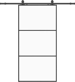 vidaXL Ușă glisantă cu set de feronerie neagră 102x205 cm Sticlă ESG