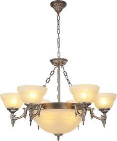 Brilagi - Candelabru suspendat cu lanț DAHLIA 9xE27/40W/230V Ø 74 cm alamă