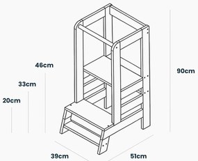 Turn de învățare negru din lemn de pin Montessori – Meowbaby