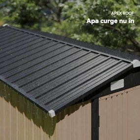 Outsunny Magazie de Grădină din Metal 364 x 238 cm cu 4 Grile de Ventilație și Uși Duble cu Încuietoare, Maro | Aosom Romania