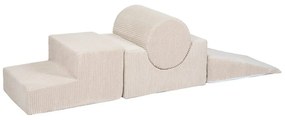 Teren de joacă din spumă crem 4 buc. din catifea reiată înălțime 30 cm 45x170 cm Montessori – Meowbaby