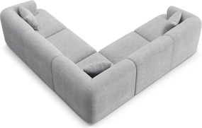 Colțar gri deschis cu tapițerie din catifea reiată Campi – Cosmopolitan Design