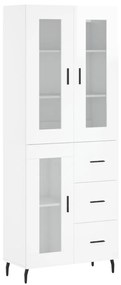 3198611 vidaXL Dulap înalt, alb extralucios, 69,5x34x180 cm, lemn compozit