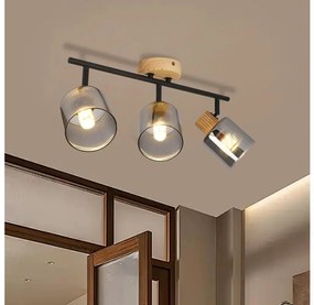 Brilagi - Spot HYGGE, 3xE14/15W/230V, finisaj lemn de cauciuc/sticlă fumurie