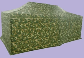 Pavilion de grădină 3x6m – din aluminiu, 4 pereţi laterali, Camuflaj